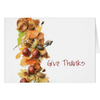 Give Thanks Autumn Border Thanksgiving Greeting by studioportosabbia at Zazzle