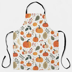 GIVE THANKS Autumn Fall Pumpkins & Leaves Holiday Apron