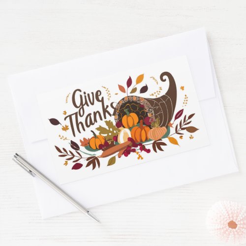 Give Thanks Autumn Foliage  Rectangular Sticker