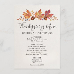 Give thanks Autumn Leaves & Acorns Thanksgiving Menu