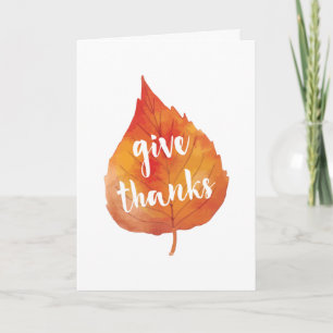 Give Thanks Autumn Leaves Thanksgiving Holiday Card