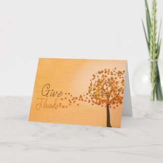 Give Thanks Autumn Tree Greeting Card