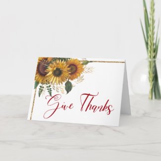 Give Thanks Beautiful Autumn Yellow Sunflowers Card