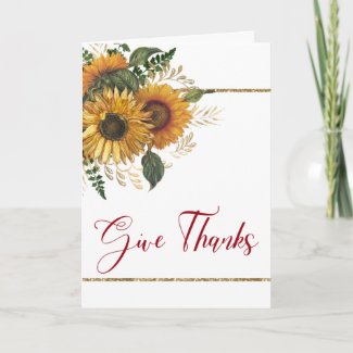 Give Thanks Beautiful Autumn Yellow Sunflowers Card