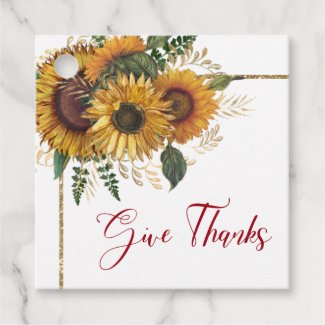 Give Thanks Beautiful Autumn Yellow Sunflowers Favor Tags