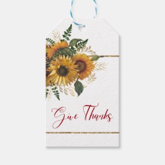 Give Thanks Beautiful Autumn Yellow Sunflowers Gift Tags