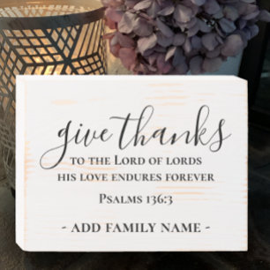 Give Thanks Bible Scripture Custom Fall Decor Wooden Box Sign