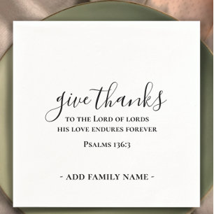 Give Thanks Bible Scripture Custom Thanksgiving Napkins