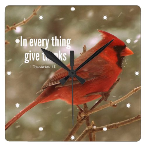 Give Thanks Bible Verse Square Wall Clock