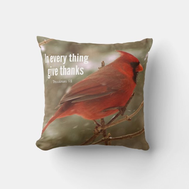 Give Thanks Bible Verse Throw Pillow (Front)