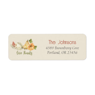 'Give Thanks' Burnt Orange Sage Green Thanksgiving Label