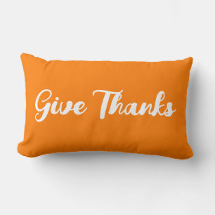 Give Thanks Butterscotch Reversible Autumn Lumbar Pillow