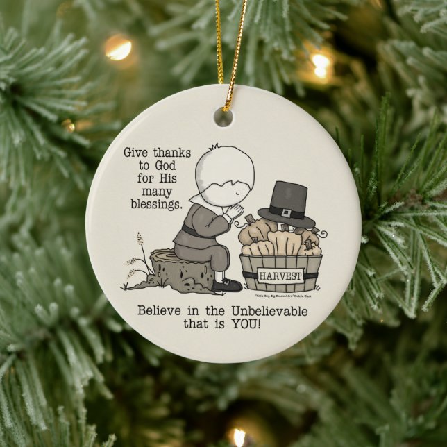 Give Thanks Ceramic Ornament (Tree)