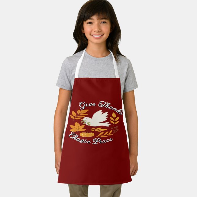 'Give Thanks, Choose Peace' All-Over Print Apron (Insitu)