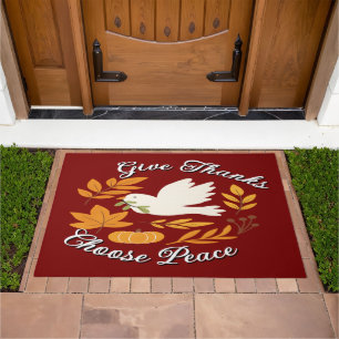 'Give Thanks, Choose Peace' Door Mat
