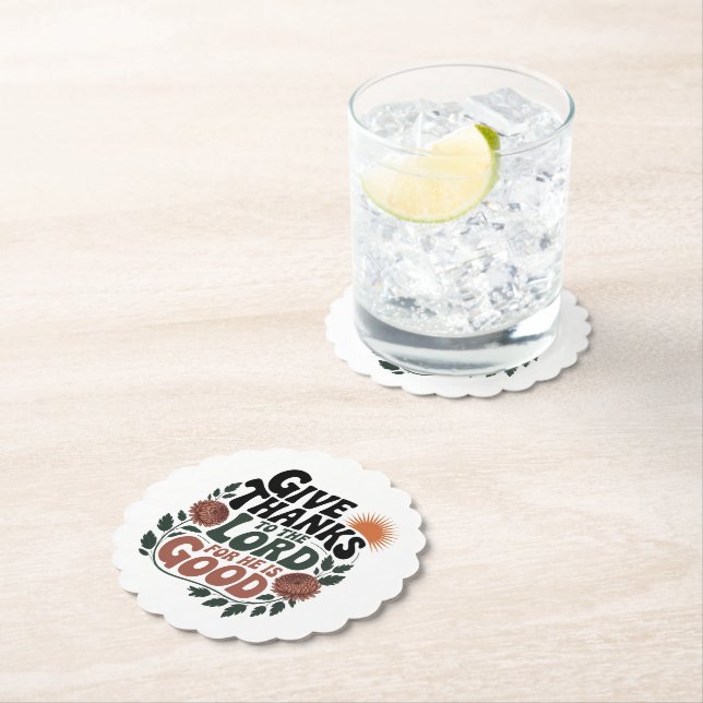 Give Thanks - Christian Paper Coaster (Insitu)