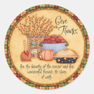 Give Thanks Classic Round Sticker