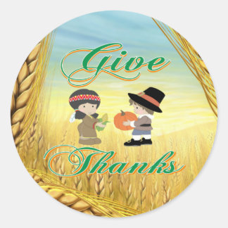 Give Thanks Classic Round Sticker