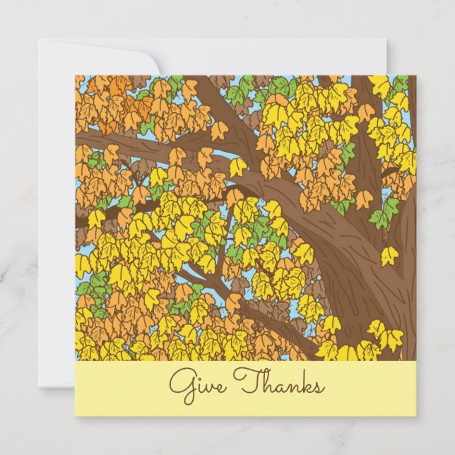 Give Thanks Colorful Autumn Tree Custom Invitation (Front)