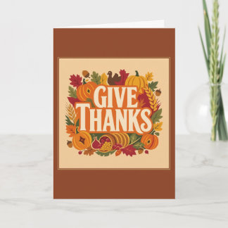 Give Thanks Cornucopia and Pumpkins Card