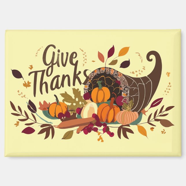 Give Thanks Cornucopia Magnet (Front)