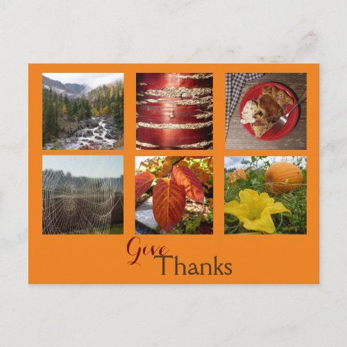 Give Thanks Fall Collage Postcard