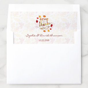 Give Thanks Fall Leaves Thanksgiving Envelope Liner