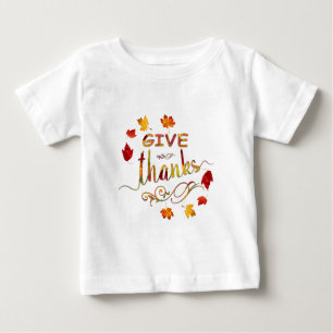 Give Thanks Fall Rustic Thanksgiving Monogram Baby T-Shirt