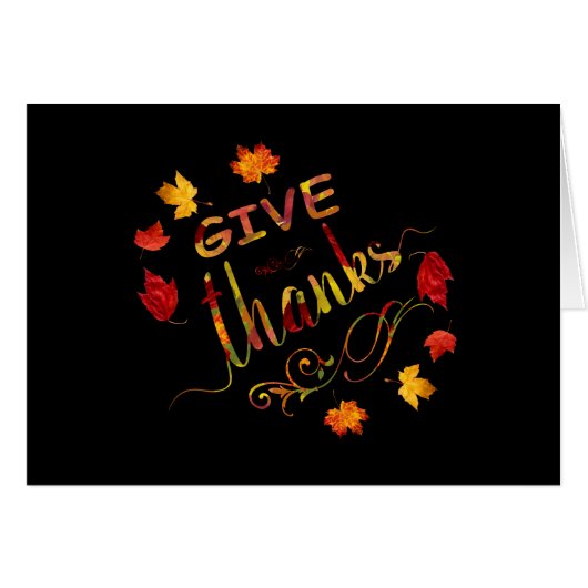Give Thanks Fall Rustic Thanksgiving Monogram Cards (Front Horizontal)