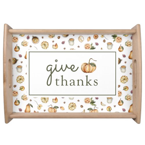 Give Thanks Fall Thanksgiving Decor Pumpkins Serving Tray