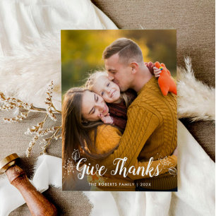 GIVE THANKS   family thanksgiving photo card