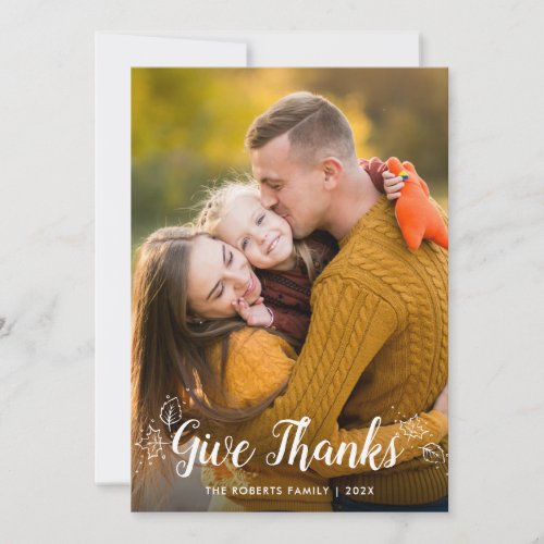 GIVE THANKS  family thanksgiving photo card