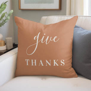 Give Thanks Farmhouse Fall Throw Pillow