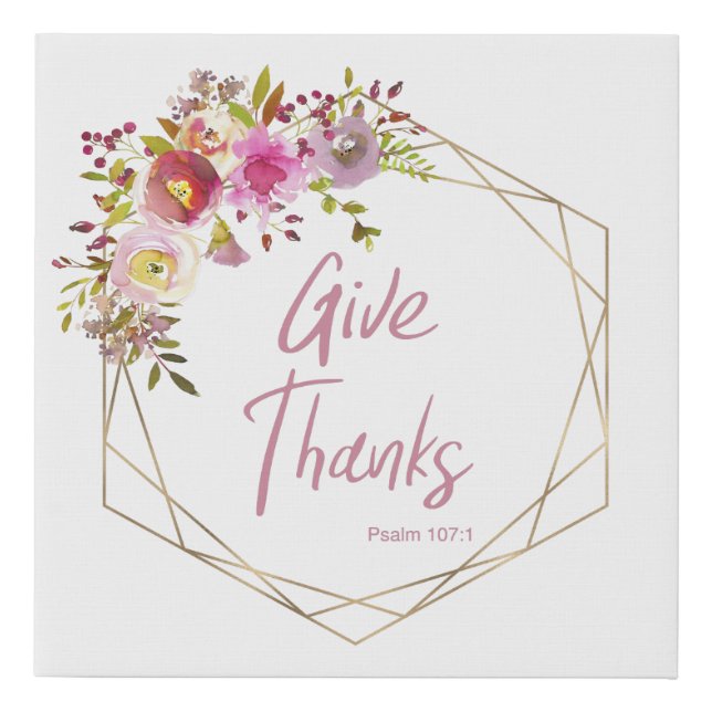 Give Thanks Faux Canvas Print (Front)