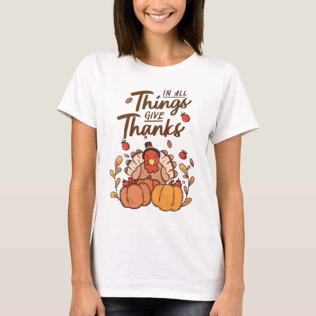 Give Thanks Festive Fall Turkey Shirt (Front)