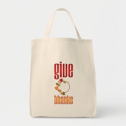 Give Thanks Festive Red and Gold Typography Tote Bag