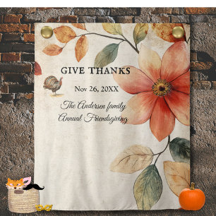 Give Thanks Floral Friendsgiving Picture Backdrop