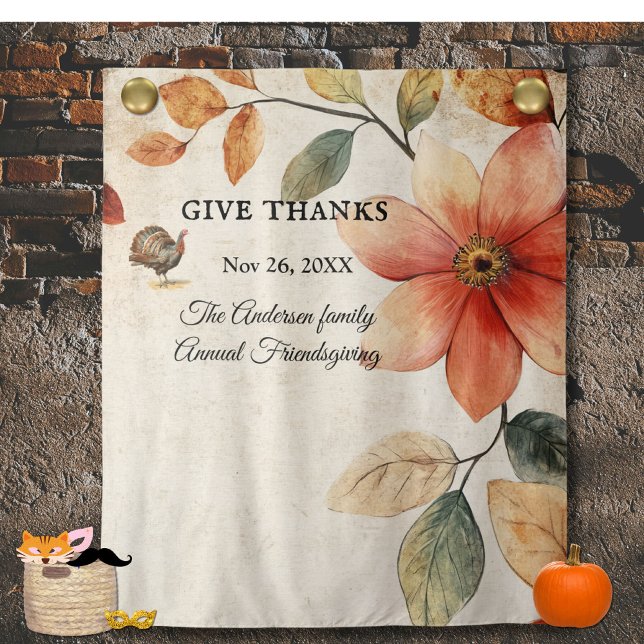 Give Thanks Floral Friendsgiving Picture Backdrop (Creator Uploaded)