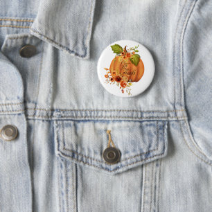 Give Thanks floral pumpkin  Button