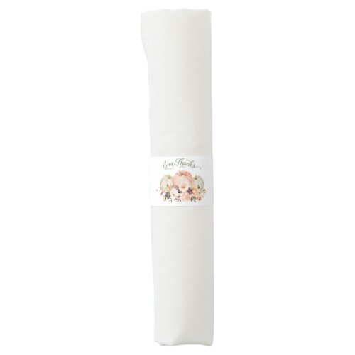 Give Thanks Floral Pumpkin Napkin Bands