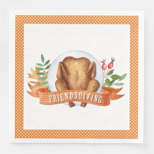 Give Thanks Floral Pumpkin Paper Napkins