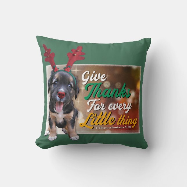 Give thanks for every little thing throw pillow (Front)