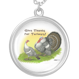 Give Thanks For Turkeys! Silver Plated Necklace