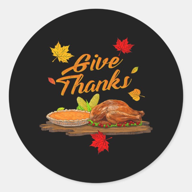 Give Thanks for Women Thanksgiving Classic Round Sticker (Front)