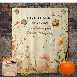 Give Thanks Friendsgiving Party Picture Backdrop