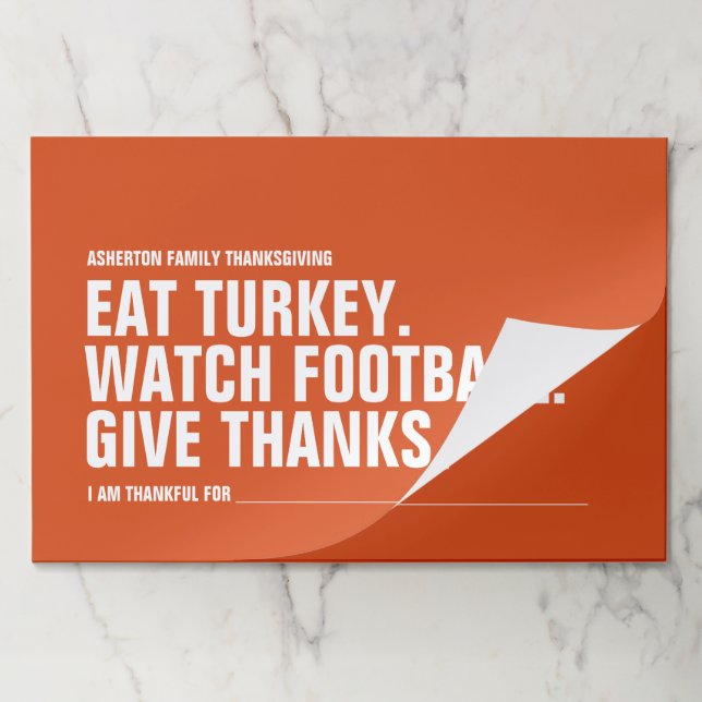 Give thanks fun simple modern orange Thanksgiving Paper Pad (Folded)
