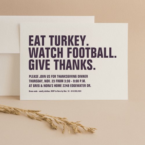 Give thanks fun simple modern plum Thanksgiving Invitation