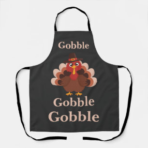 Give Thanks Funny Gobble Cute Turkey Adult Apron