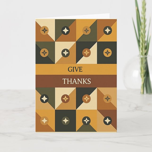 Give Thanks Geometric Pattern Card (Front)