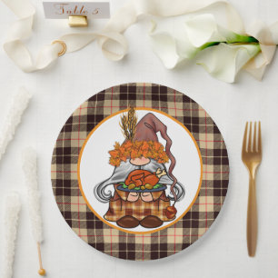 Give Thanks Gnome Paper Plates